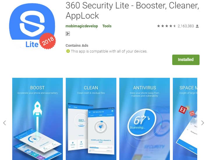 Best Lightweight Android Apps - 360 Security Lite