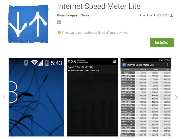 Best Lightweight Android Apps - Internet Speed Meter Lite