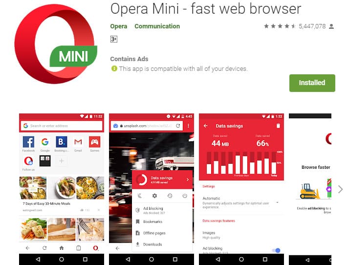 Best Lightweight Android Apps - Opera Mini