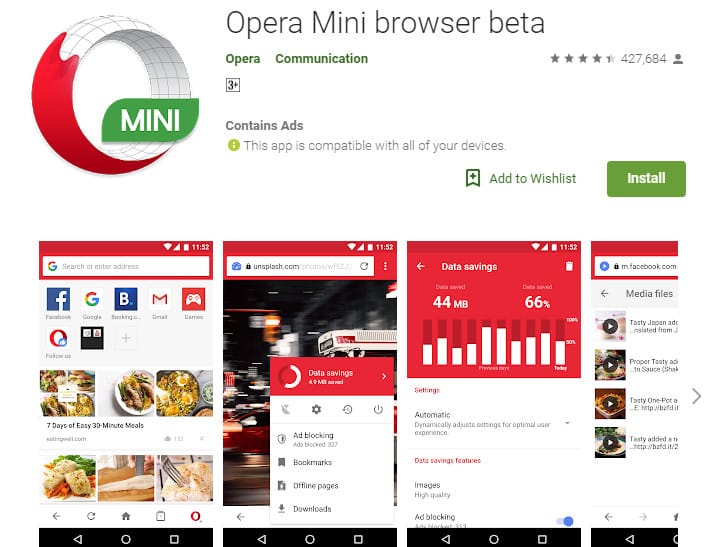Best Lightweight Android Apps - Opera Mini Beta
