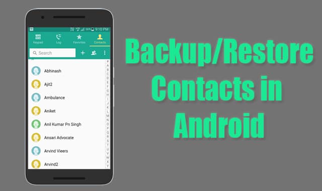 Backup And Restore contacts