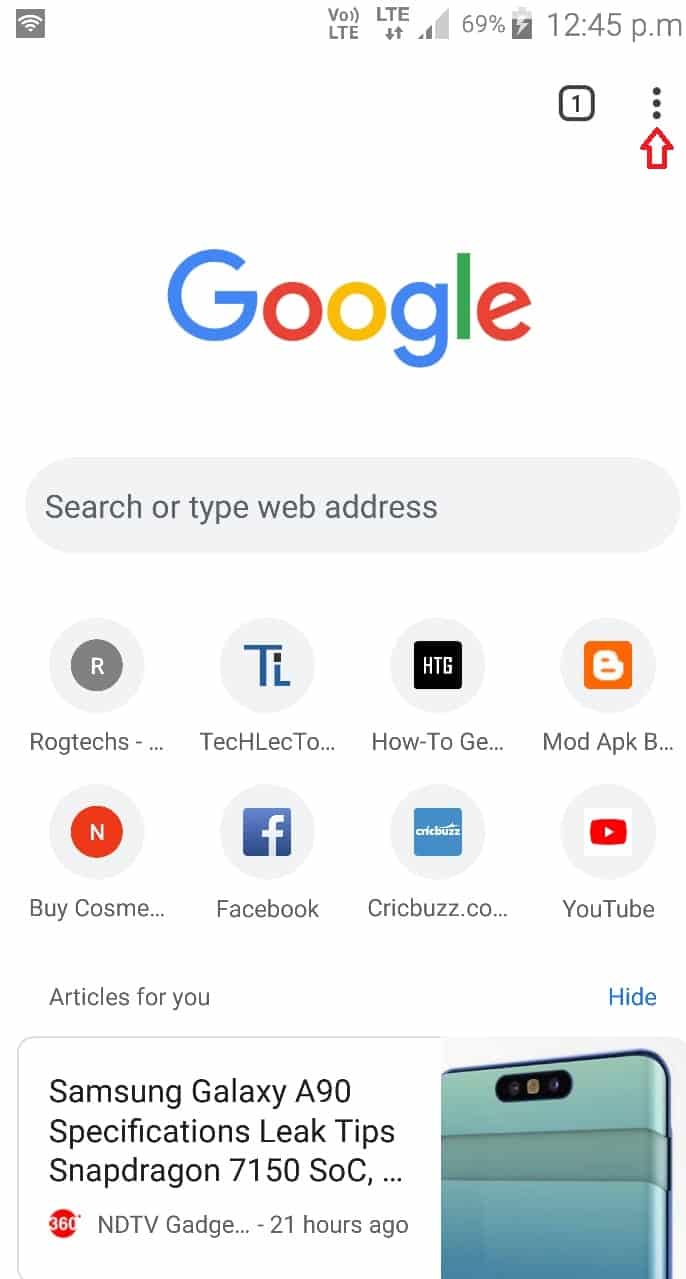 Show Home Button in Android's Google Chrome