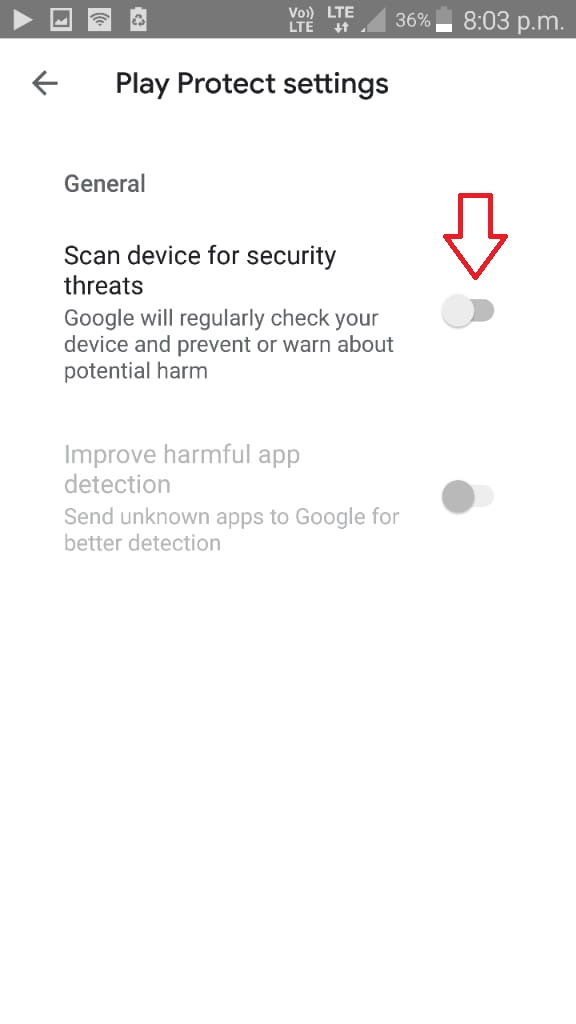 Disable Play Protect App Scanner